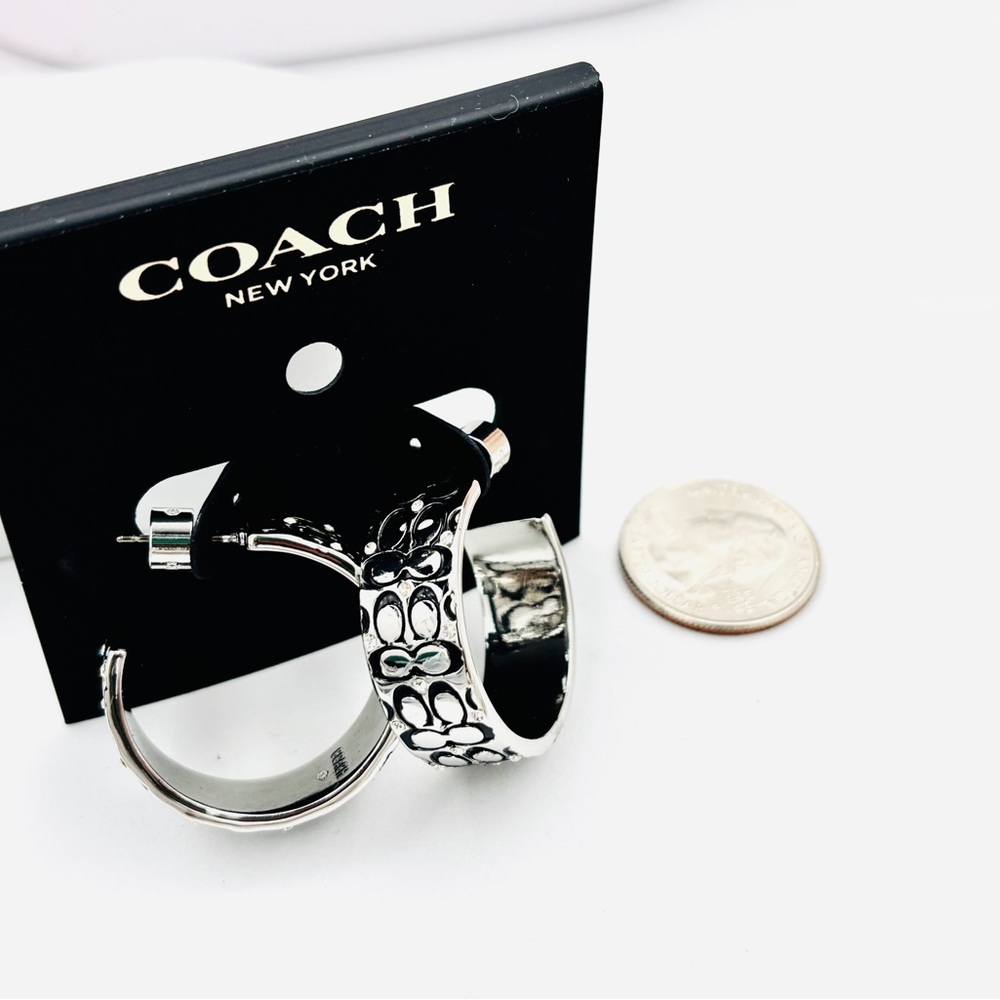 Coach Quilted C Huggie Earrings - Picture 2 of 4